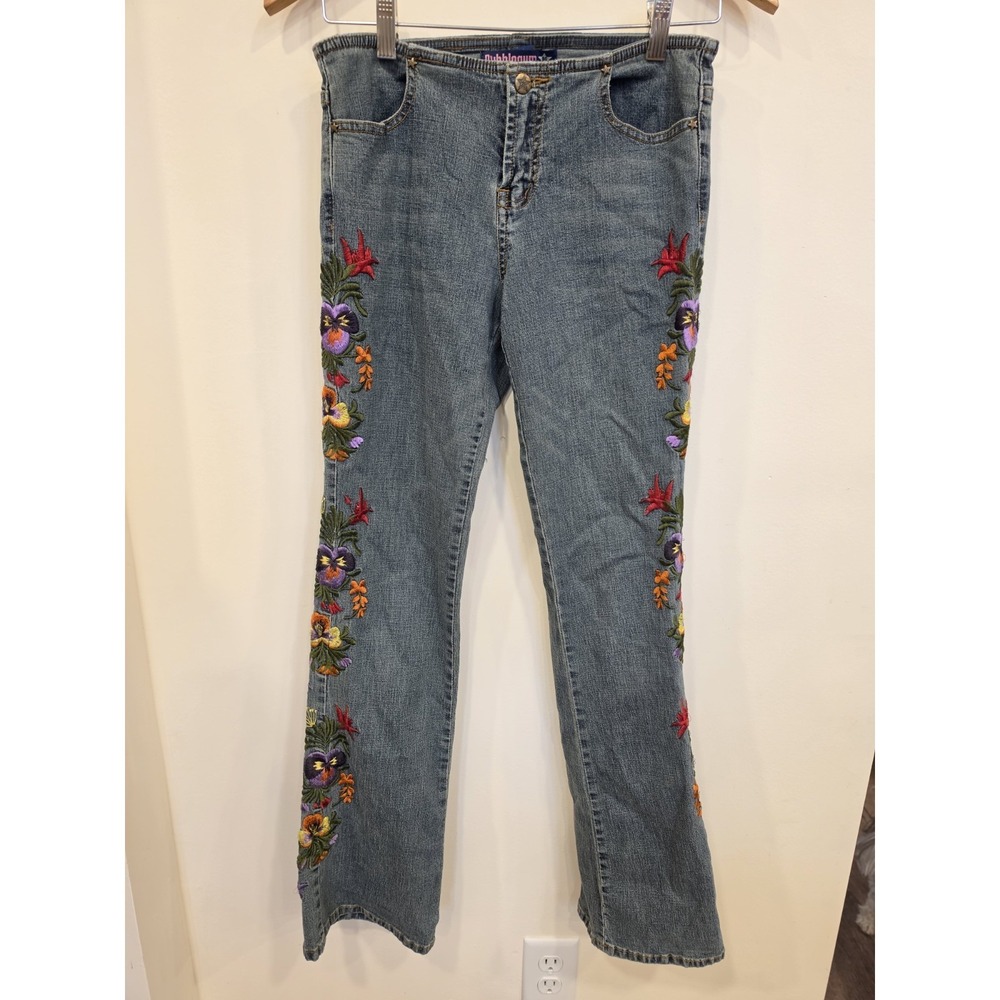 Vintage BUBBLEGUM Embroidered Jean 5/6 Hippie Butterfly Gypsy Flower Fairy